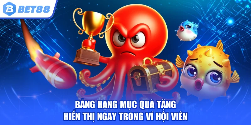 Bảng hạng mục quà tặng hiển thị ngay trong ví hội viên
