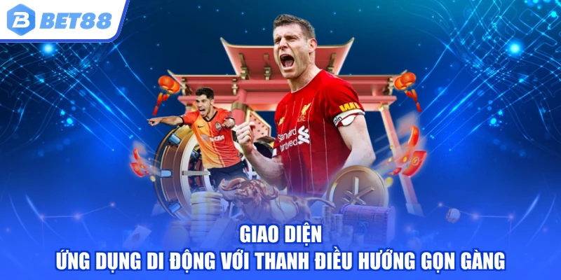 Giao diện ứng dụng di động với thanh điều hướng gọn gàng